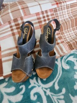 denim blue wedges