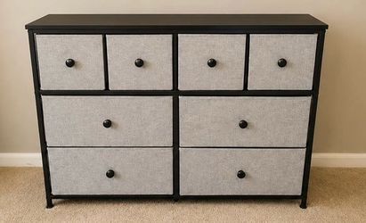 7-Drawer Fabric Dresser - Black & Gray