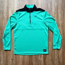 Nike Golf Dri-FIT 1/2 Zip Pullover Men’s Medium Neptune Green Black Athletic Top