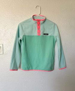 Lands End girls mint & neon pink pullover sweater size 10-12