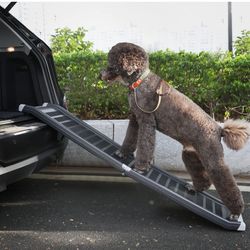MoNiBloom Portable Folding Pet Ramp Lightweight Foldable Dog Ladder for Trunk Back Seat Ladder Step Car SUV, Easy Storage