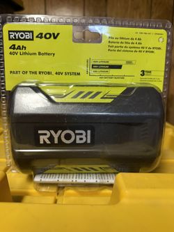 New 40v 4ah Ryobi Battery  / Great For Their Snowblowers  And Lawnmowers
