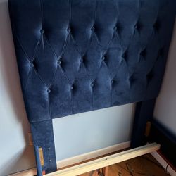 Blue Fabric Twin Bed Frame 