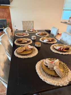 Black Dining Table with 8 Chairs
