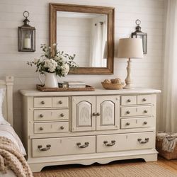 Refinished Ivory White Vaughan Of Virginia By Bassett Furniture Solid Wood 10 Drawer Dresser