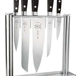 Tempered Glass Knife Block Stand – Stainless Steel (No Knives)