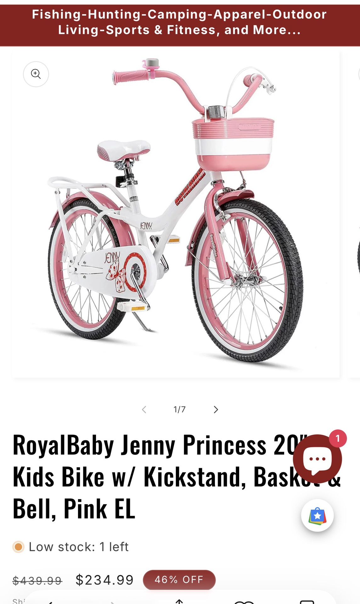 Royal Rider Girl Bike 20 Inches With Basket , Bell And Back Stand