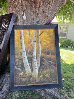 G. Dorian Birch Forest Oil Painting 55x43 enorme piesa de arte