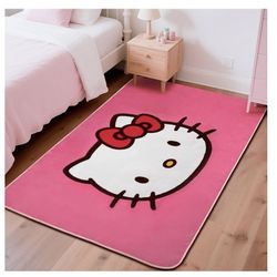 Hello Kitty 5 x 3 ft Pink Anime Area Rug for Bedroom, Kawaii Large Soft Stuff Non Slip Carpet for Living Room, Teen Girls and Boys, Dorms
