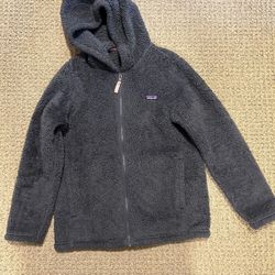 Patagonia Girls' Los Gatos Fleece Hoody in Forge Grey Full Zip Sz XL