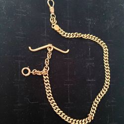 100 YR. OLD HEAVY SOLID "ALL" 14KT GOLD WATCH CHAIN "NICE"