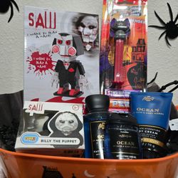 Halloween SAW Gift Basket featuring BBW men's Ocean Collection
