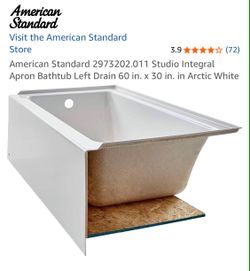 60"x30" LEFT SIDE DRAIN BATHTUB NEW