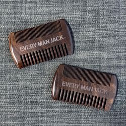 Every Man Jack Wooden Beard Comb 2 Pack Men's Grooming New