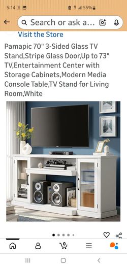 TV Stand Cabinet with Glass Doors, 70 inch wide