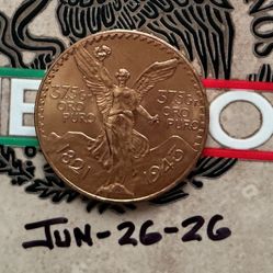 AMAZING UNCIRCULATED MEXICAN GOLD COIN 1943 CENTENARIO KEY DATE 22 KARAT  (41.6 GRAMS)