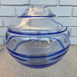 Krosno Poland for Crate & Barrel Santorini Cobalt Blue Glass Vase, 9.5”