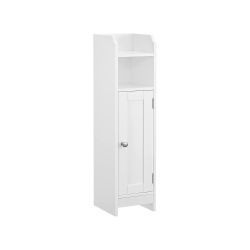 Small Storage Corner Floor Cabinet with Door, 7.9 x 7.1 x 31.5 Inches, Narrow Toilet Paper Storage Holder, Adjustable Shelves, for Bathroom, Living Ro