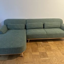 Green Solid Wood Sectional 