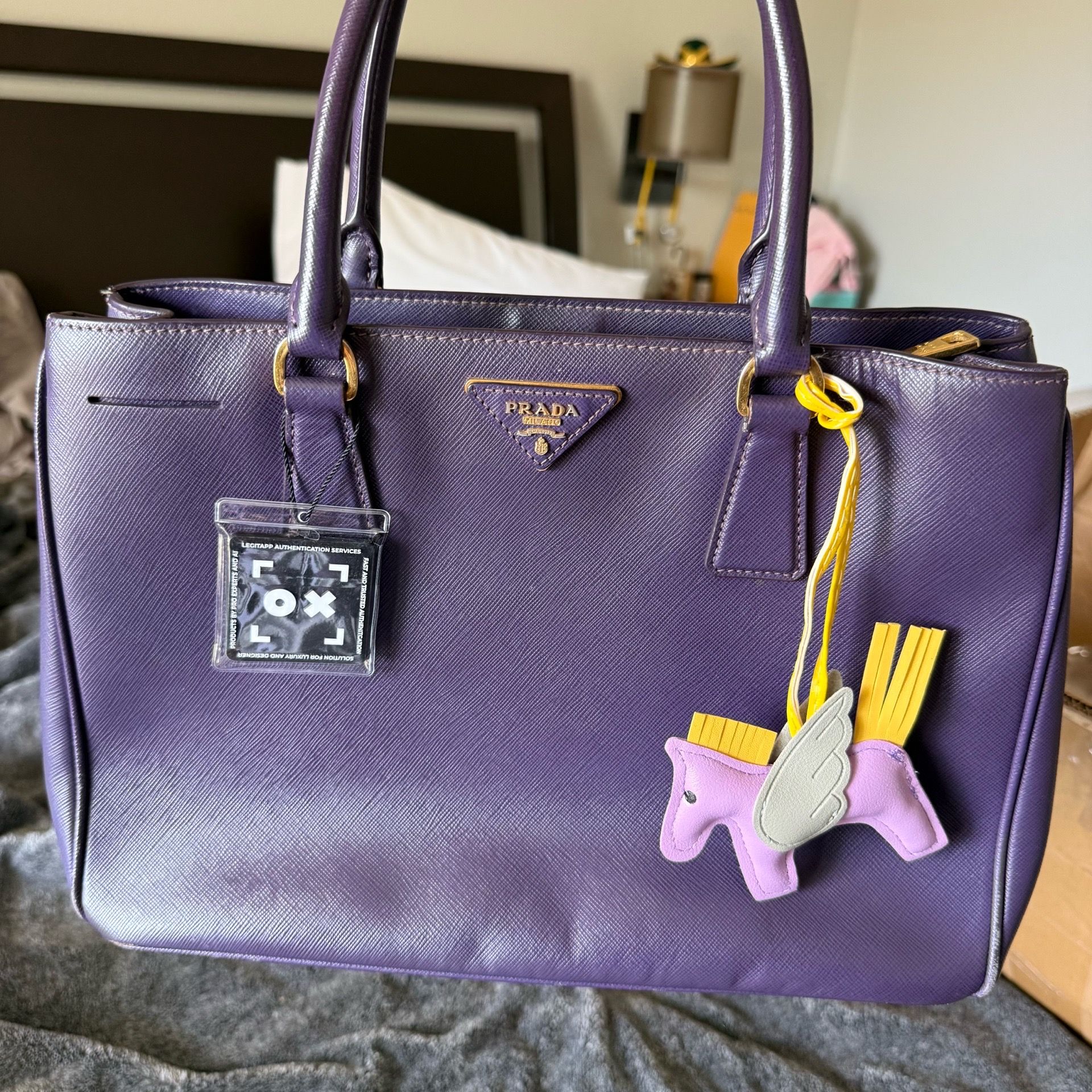 Prada Galleria bag in purple Saffiano leather, gold-tone hardware