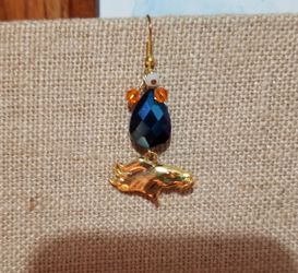 Handmade denver bronco gold plated earrings