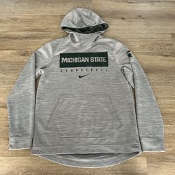 Nike Hoodie Sweatshirt Mens Size M Gray Dri Fit Michigan State Basketball   