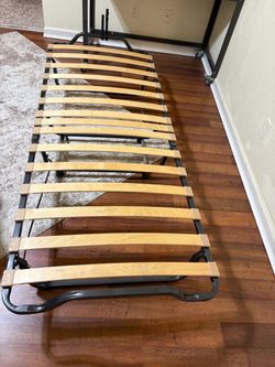 Twin Folding Rollaway Bed Frame with Wood Slats