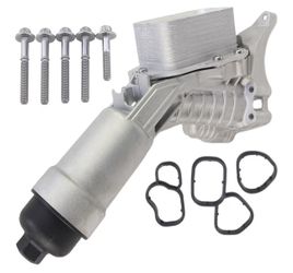 Upgrade Aluminum Engine Oil Cooler Filter Housing with Cooler Sensor & Gaskets