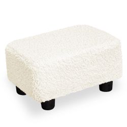 CAROLMADE Small Foot Stool Ottoman Footstool With Legs Under Desk Footrest For Living Room Bedroom And Office, Soft Ivory White
