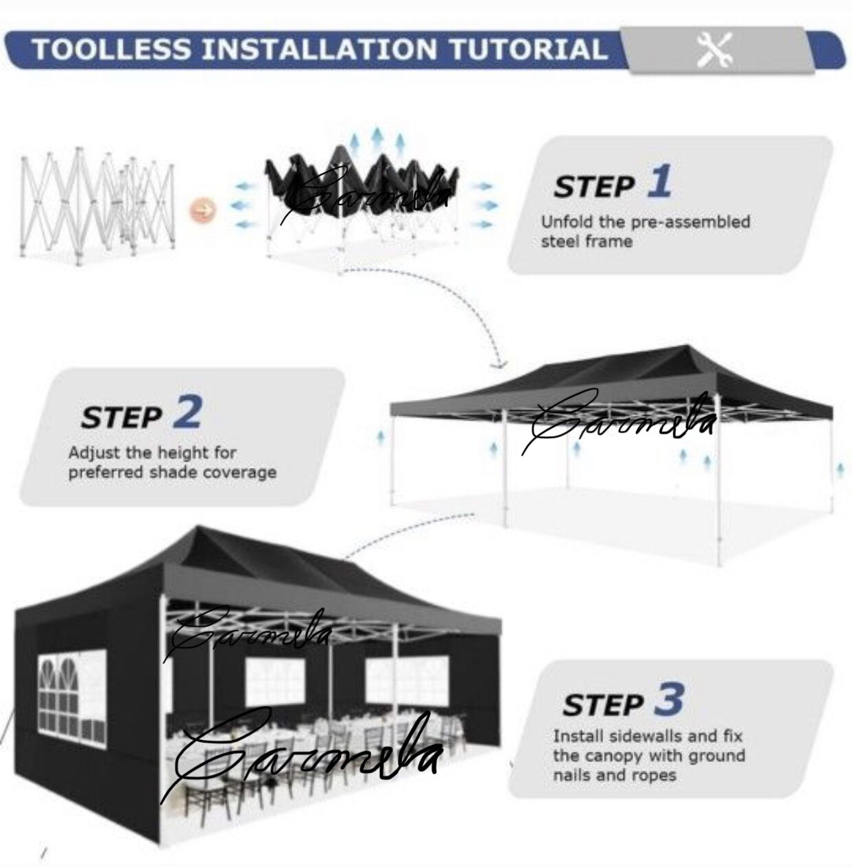10x20 HEAVY DUTY Pop up Canopy with sidewalls Commercial Ten UPF 50+ All Weather Waterproof Outdoor Wedding Party Tents Canopy Gazebo