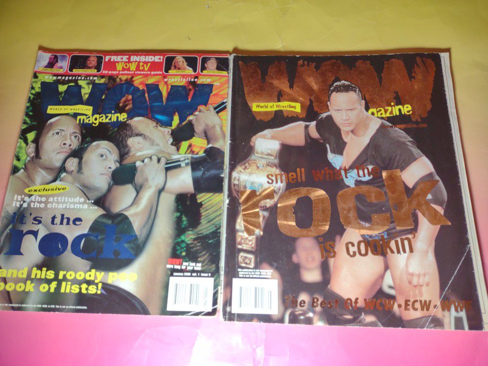 WWE WWF World Of Wrestling Magazine WOW Vintage July 1999 January 2000 Featuring The Rock WCW ECW Attitude Era NWO Lot Posters Articles Divas Rare