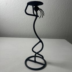 Vintage Post Modern Wrought Iron Candle Pillar Holder Stand 