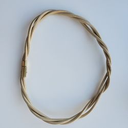 Gucci Vintage Cream Leather Twisted Waist Belt XS