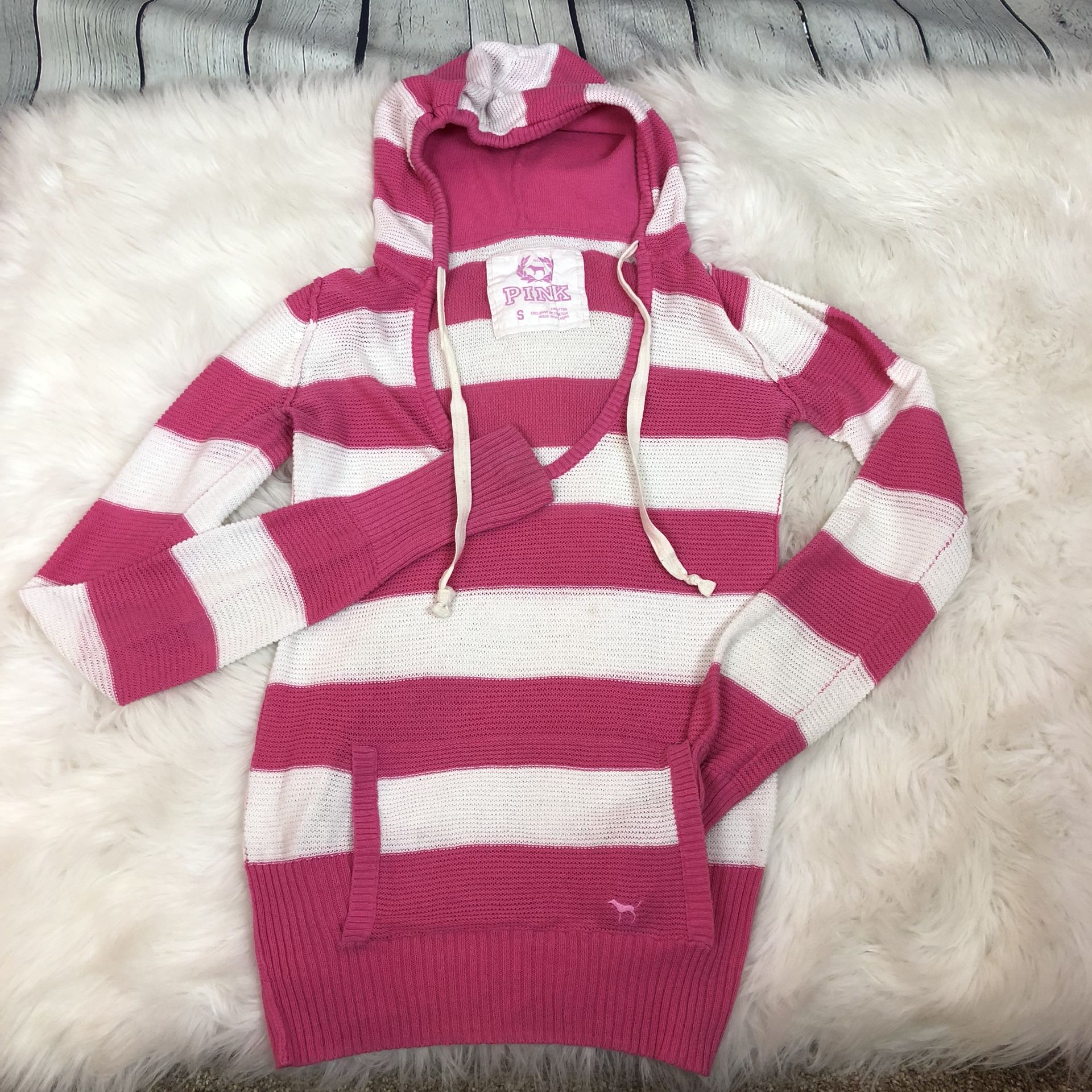 PINK VS Striped Hoodie Small