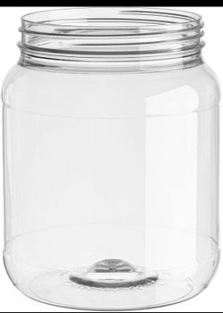 64 oz. Clear PET Plastic Wide Mouth Jar, 110mm 110-400, 90 Grams with white Lids