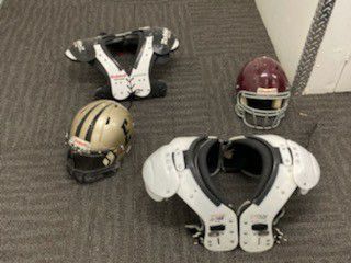 Football pads and helmet