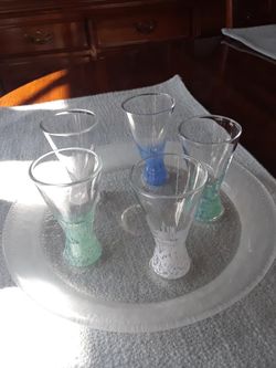 Cordial Glasses And Tray
