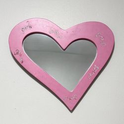 Heart Shaped Wood Framed Wall Mirror