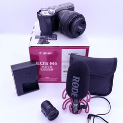 Canon EOS M6 Mark II Mirrorless Camera Kit + EF-M 15-45mm Lens + 50mm STM + EVF