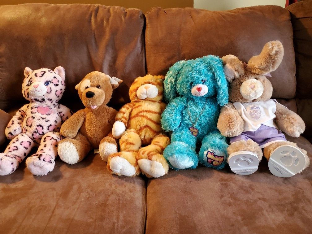 Plush Build a bear bunny, dog puppy cat leopard