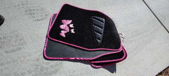 4 Pieces Pink Butterfly Car Floor Mats