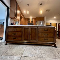 Mid Century Modern Burlwood Long Dresser by Founders