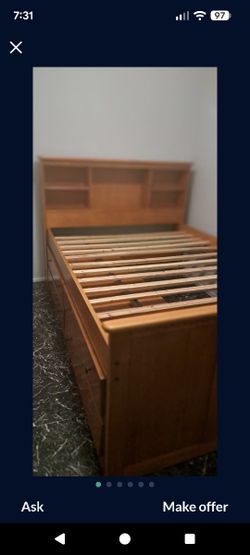 Full Size Bed Frame With 4 Dresser Drawers