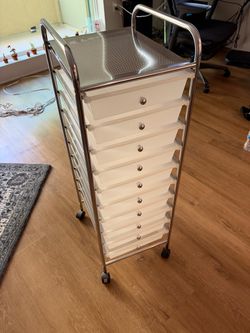 Seville Classics 10-Drawer Organizer Cart Frost White