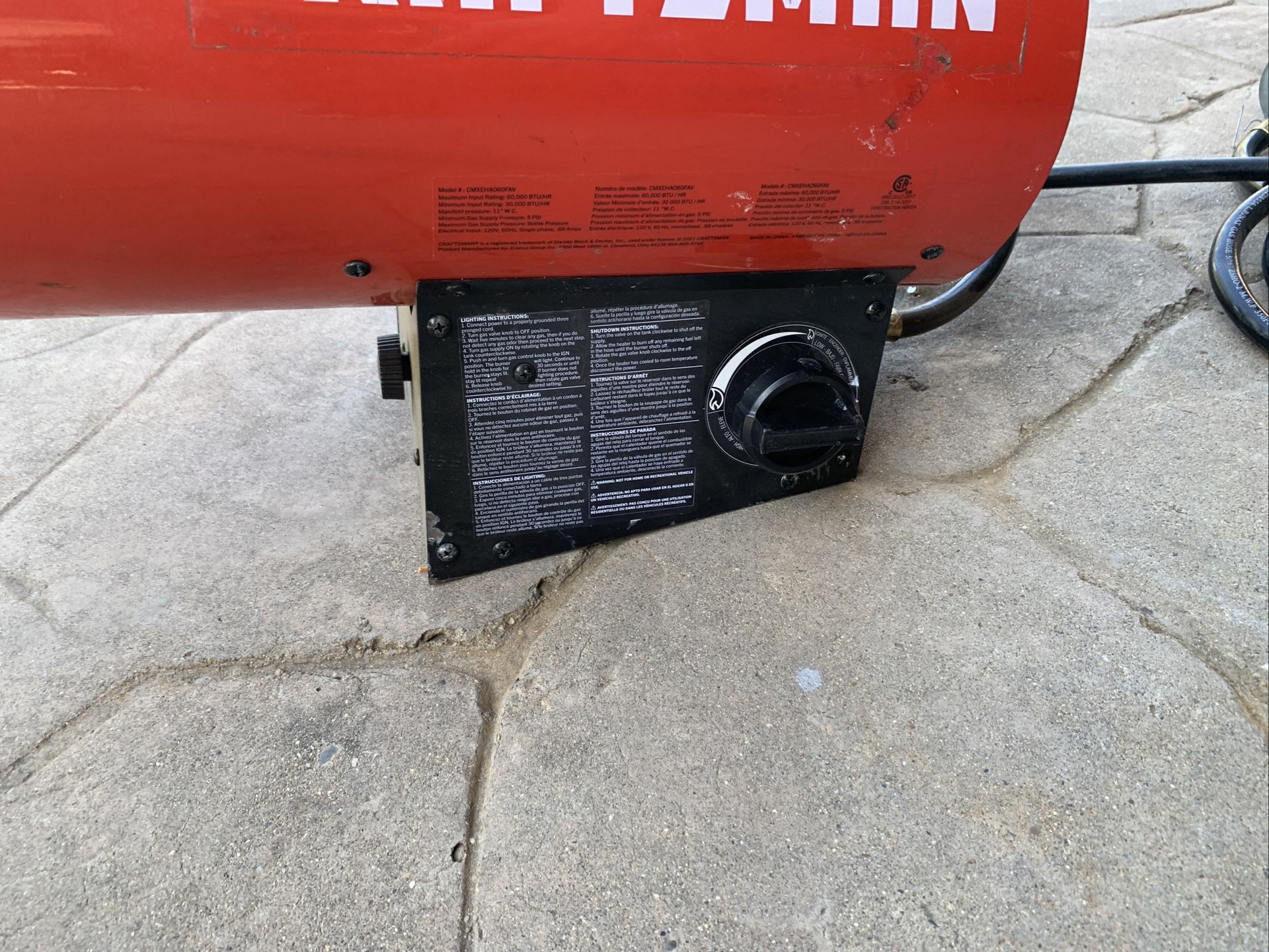CRAFTSMAN 60000BTU Outdoor Portable Forced Air Propane Heater for Sale