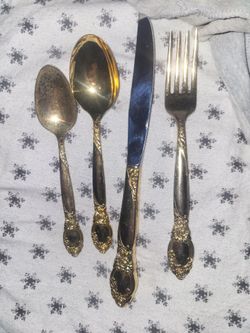 Vintage gold plated silverware set