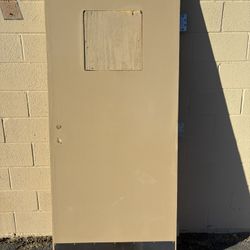 Wood Commercial Door + Window + Hardware- $35