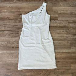 Shelby & Palmer One-Shoulder White Mini Dress Elegant Cocktail Party Dress Sz 8