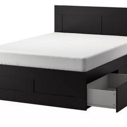 Ikea BRIMNES Black Queen Wood Bedframe