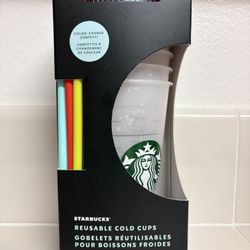 Starbucks Reusable Cold Cups Color Changing Confetti Summer 2021 Set of 5 New 